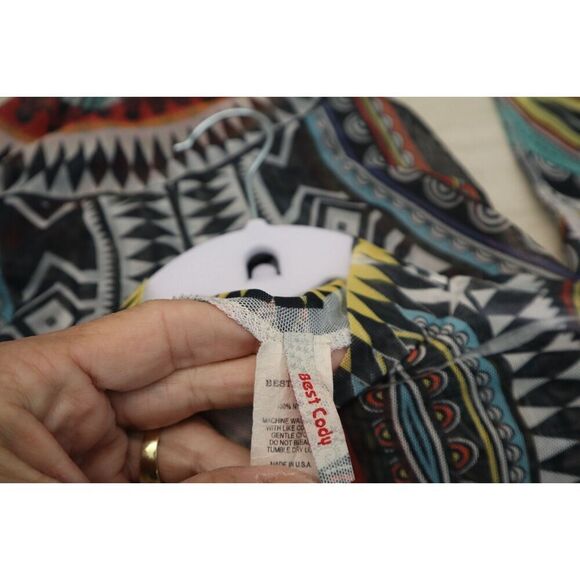 Best Cody 5020 Women's Sz M Multi 90s Vintage Sheer Aztec Print Bodysuit - Picture 6 of 9